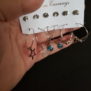 Evil eye earring with other 5 pairs